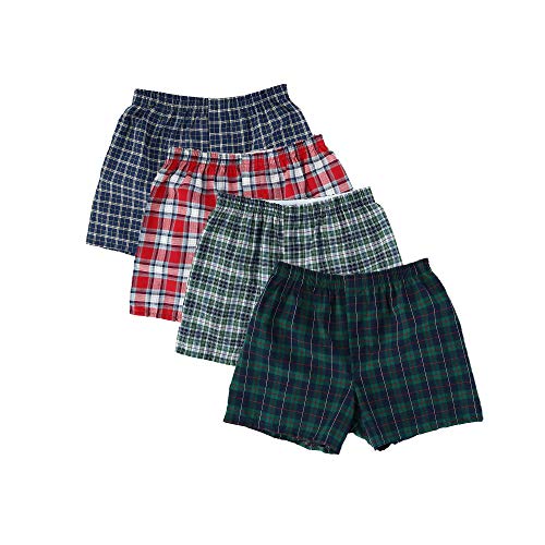 Fruit of the Loom Men's Woven Tartan and Plaid Boxer Multipack, Assorted Tartan (4 Pack), 3X-Large