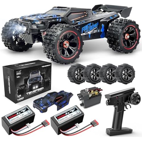1:14 Scale RC Cars for Adults, 60KPH High Speed RC Truggy, 4X4 Off-Road Remote Control Truck, Waterproof Electric Car with 2S Battery, All Terrain RC Vehicle for Snow, Sand, Beach & Rocky Surfaces