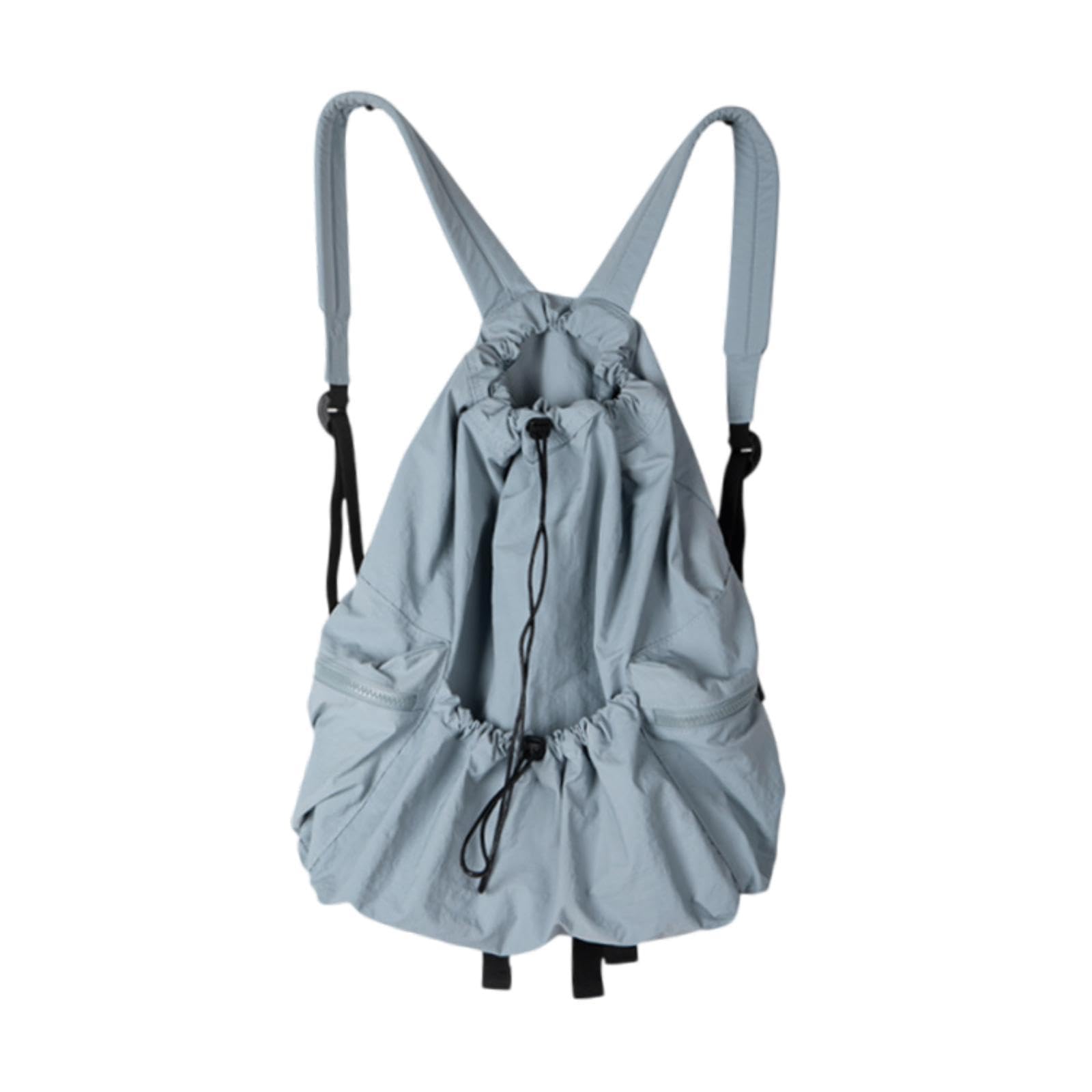 NIVAA Drawstring Backpack Casual Portable Trendy Gym Bag for Adults Hiking Camping Blue-image-7