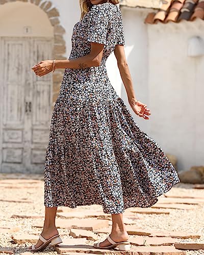 Image of PRETTYGARDEN Women's Casual Smocked Boho Floral A-Line Maxi Dress 2026