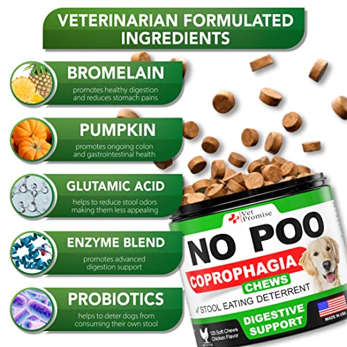 Vet Promise No Poo Chews for Dogs - Coprophagia Stool Eating Deterrent for Dogs - Prevent Dog from Eating Poop - Stop Eating Poop - Probiotics & Digestive Enzymes Supplement - Made in USA - Thumbnail 4