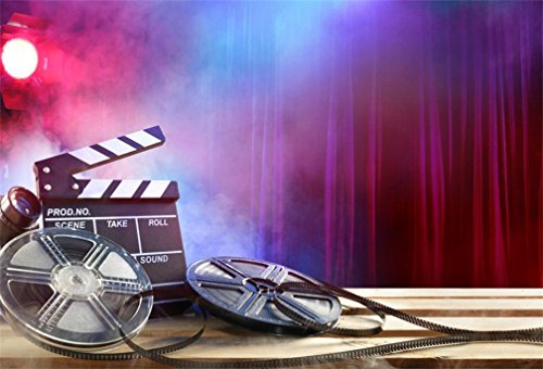 AOFOTO 5x3ft Retro Movie Night Theme Party Decor Banner Film Bobbin Clapperboard Background Cinema Video Reel Photography Backdrop Motion Picture Projector Director Scene Photo Studio Props Vinyl