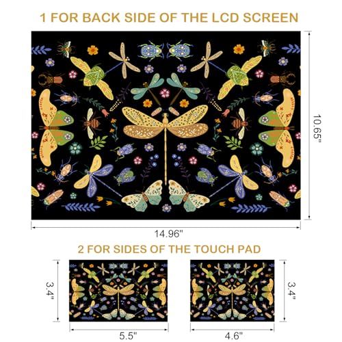 Image of DINKY Laptop Skin Sticker Decal 15.6 inch 15.4 inch 12 inch 13 inch 13.3 inch 14 inch 15 inch Laptop Universal Vinyl Skin Stickers Cover Art Decal Notebook PC Personalized Protector, Black Dragonfly