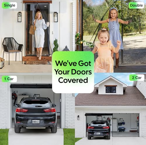 UnBugs Magnetic Screen Door - Fits Doors up to 34 x 82 Inches Max (Item Size 36 x 83) - Pet & Kid Friendly Self-Closing - Hands Free Magnet Closure - Bugs Out & Breeze In