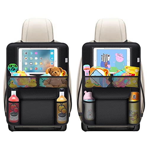 Image of Meolsaek Kick Mats Back Seat Protector, Waterproof Oxford Seat Back Protector, Car Seat Back Protector for Kids, Back of Seat Protector for Kids Feet Car Seat (Black C -2pc)
