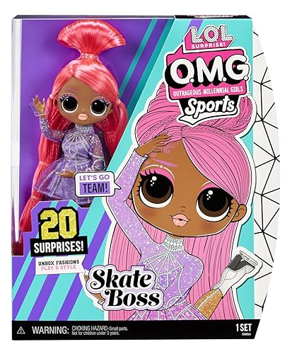 L.O.L. Surprise! OMG Sports Boneca da moda Skate Boss - patinadora no gelo - inclui 20 surpresas e acessórios - para colecionar - Idade: 4 anos