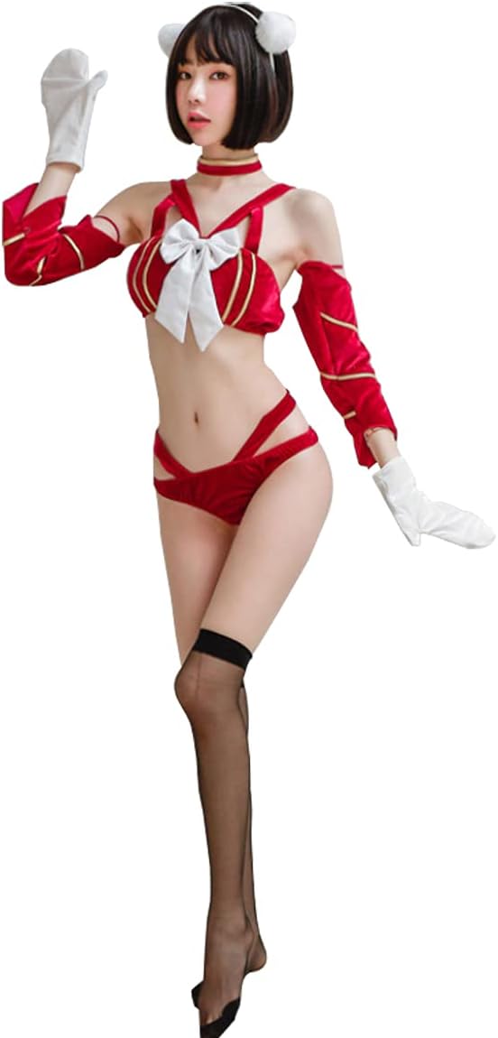 SINMIUANIME Cat Cosplay Lingerie Japanese Anime Bra And Panty Sets For Women Lingerie Gold Velvet Underwear Uniform Cute
