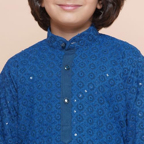 Image of AJ DEZINES Kids Kurta Pajama Set For Boys | Embroidery Chikankari Kurta Set | Traditional & Festive Outfit | Cotton Stylish Boys Kurta Pyjama | Perfect For Festivals Wedding & Family Function