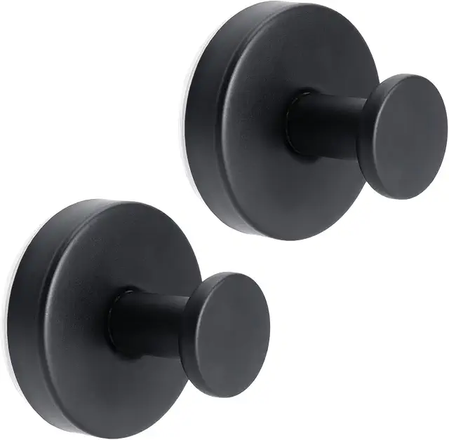 Luxoraiova 2-Piece Suction Cup Hooks - Extra Strong Black Towel Holder for Bathroom & Kitchen