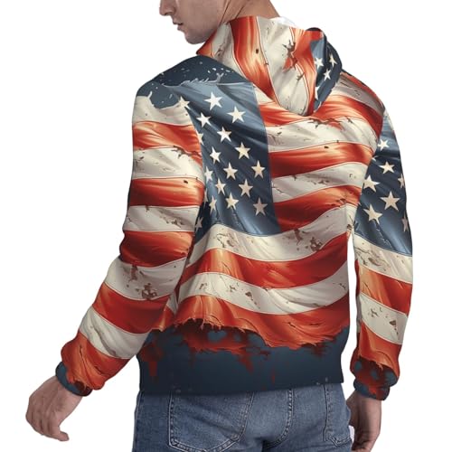 Men's Fleece Pullover Hoodie Long Sleeve Hooded Stars and stripes Sweatshirt Casual Shirts With Pockets Small Black4
