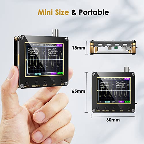 Mini Digital Oscilloscope, Leolov Oscilloscope Kit Support Auto, Pwm, One-Button Reset Button, Firmware Update, 2.5Ms/S Sampling Rate, 200Khz Bandwidth, 2.4 Inch Lcd Display With 10X Probe #TOP2