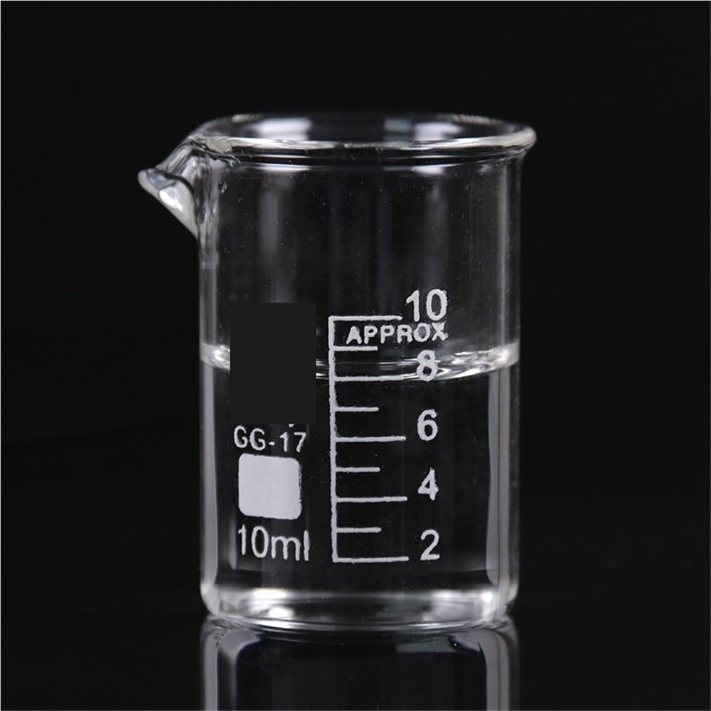 Vaso de precipitados de Forma Baja Espesado de 10 ml, Vaso de precipitados de Vidrio científico Transparente con Pico, Suministros de Laboratorio de química, 1 Pieza