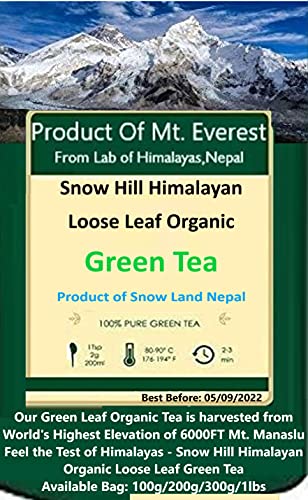 HIMALAYAN Organic Green Tea Leaves of Himalayas, Nepal -100% Natural Sun Dried Green Tea, POWERFUL ANTI-OXIDANTS, Brew Hot Tea Iced Tea or Kombucha Tea Loose Leaf Green Tea - 100g - 300g (300g)