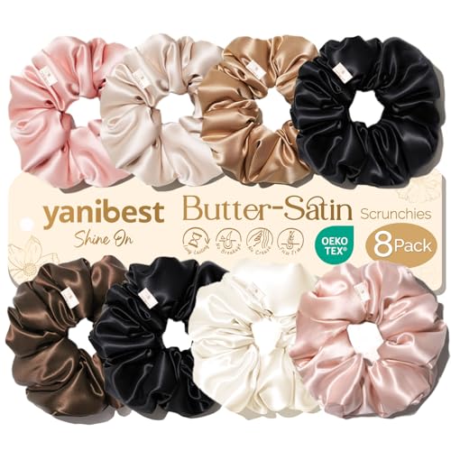 Yanibest 8-Pack Satin Scrunchies Hair Ties
