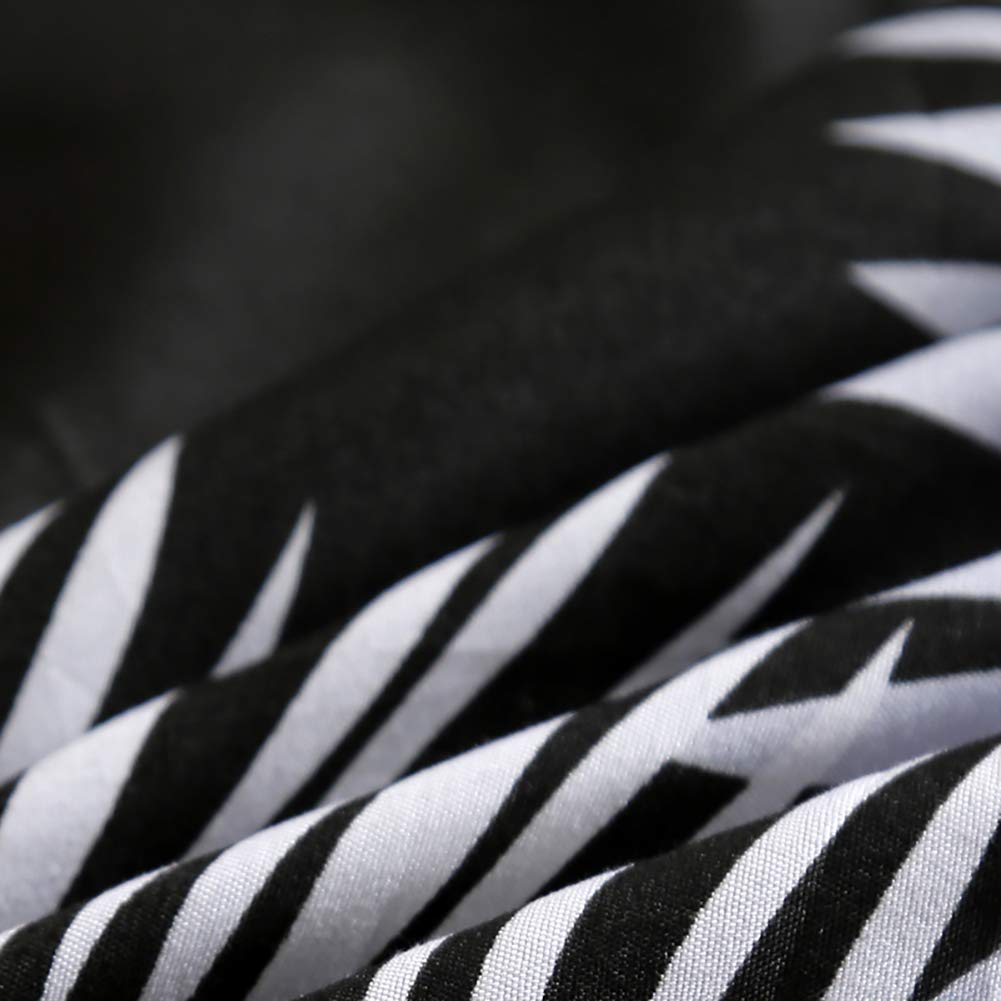 Bettwäsche 135x200 4teilig Schwarz Weiß Palmenblätter Wendebettwäsche Set | Oeko tex, Microfaser, Tropische Blätter, Wende, Bettbezug, Reißverschluss, 2 Kissenbezug 80x80cm