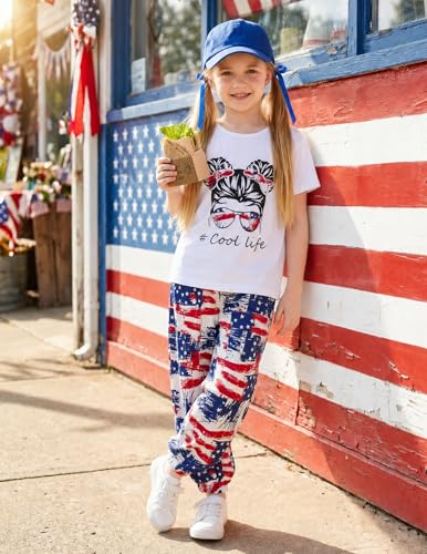 Image of Girl Clothes Cute Cool Girl Tops Splicing Pants 2 Piece Girls Summer Outfits 6-14 Years