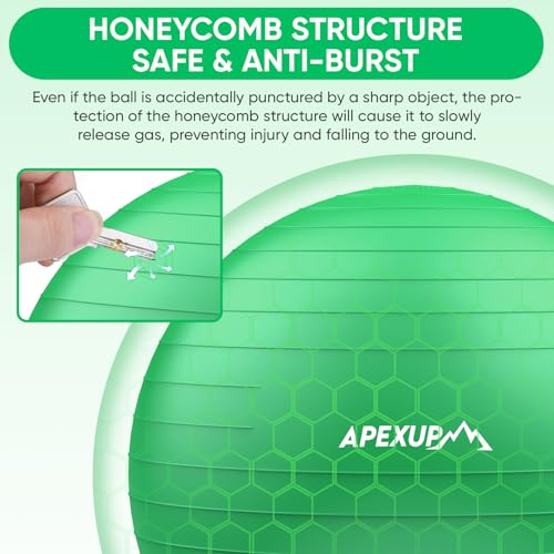 Image of APEXUP Yoga Ball, 660 lbs Anti-Burst Exercise Ball with Pump, 5 Sizes | Anti-Burst, Anti-Slip, SGS Certified, Strengthens Core, Improves Balance & Posture, Boosts Flexibility & Stability