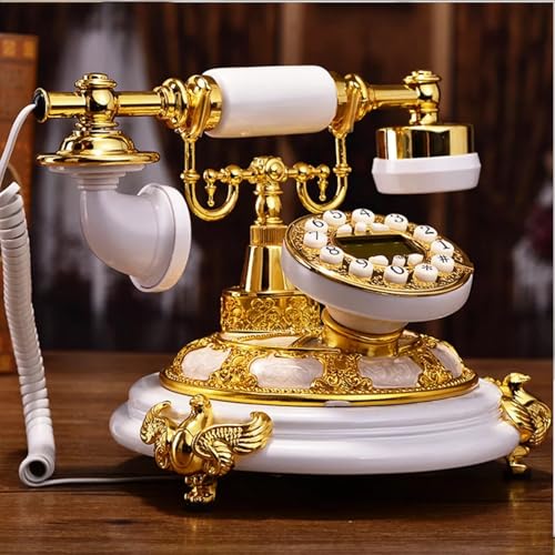 Teléfono vintage de disco estilo antiguo dorado miniatura 6