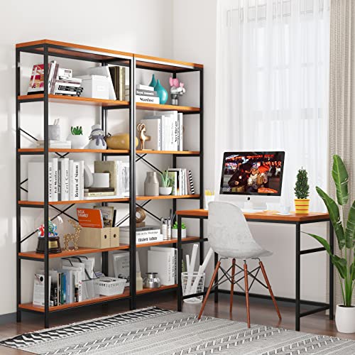 5 Tier Industrial Bookshelf, Vintage Standing Storage Shelf, Display Shelving Units, Tall Bookcase, Industrial Metal Book Shelves For Living Room Bedroom And Home Office #TOP3