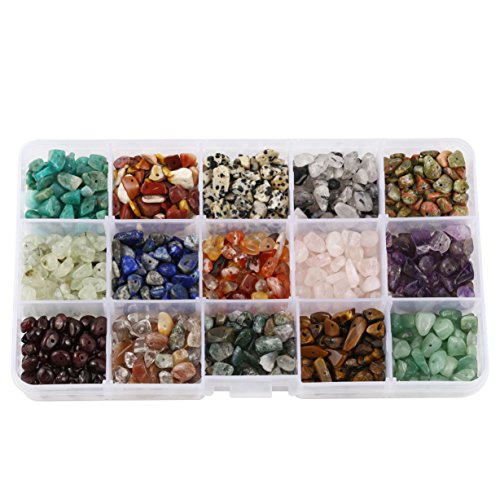 15 Assorted Chips Stone Crushed Chunked Crystal Pieces Irregular Shaped Loose Beads in Bulk