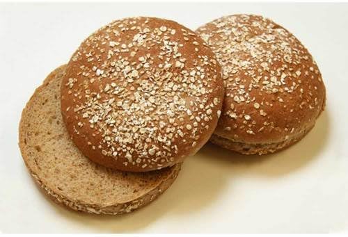Rotellas Dark Wheat Oat Topped Hamburger Bun - 8 count per pack -- 12 packs per case.