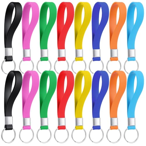 Elegaperma 16 pcs Key Rings Hoops with Color-Coded Silicone 