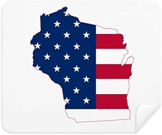 Wisconsin America Map Stars Stripes Flag Shape Cleaning Cloth Screen Cleaner 2pcs Suede Fabric