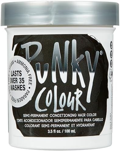 Punky Ebony Semi Permanent Hair Color - Vegan & Cruelty-Free Conditioning Hair Dye, Lasts Up to 35 Washes, 3.5 fl oz
