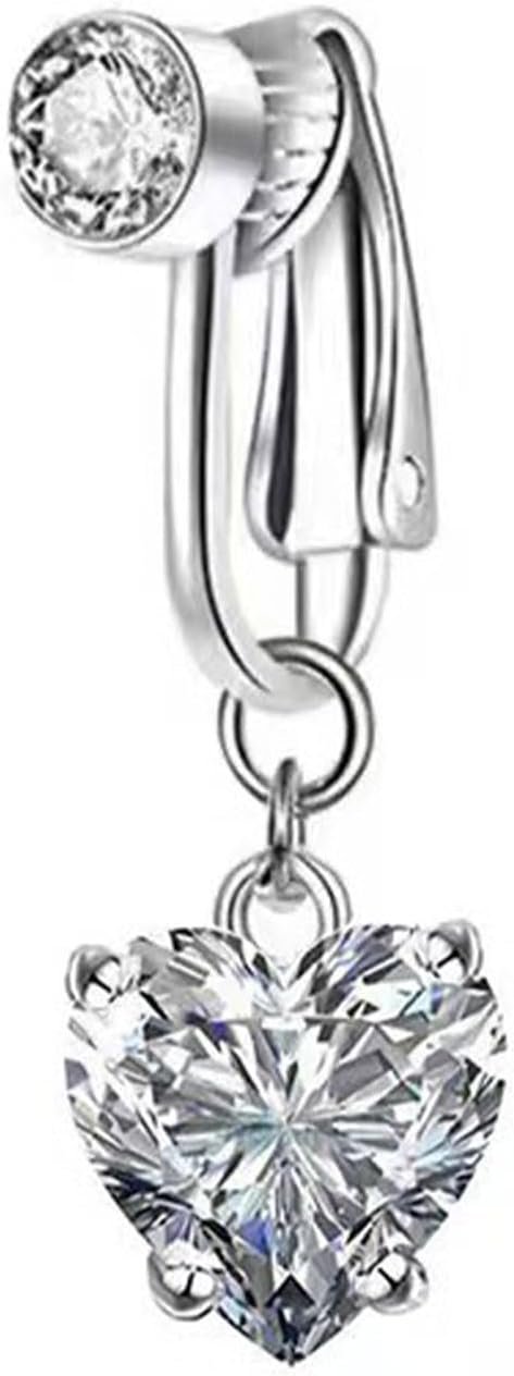 Stylish Zirconia Piercing Belly Button Clip Easy to Wear Navel Rings Adjustable Comfortable Coppers Body Jewelry