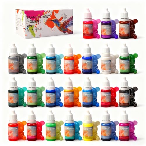 Epoxidharz Farbe Set 24 Farben à 10ml – Flüssige Harzpigmente Transparent & Hochkonzentriert, Epoxy Resin Farbe...