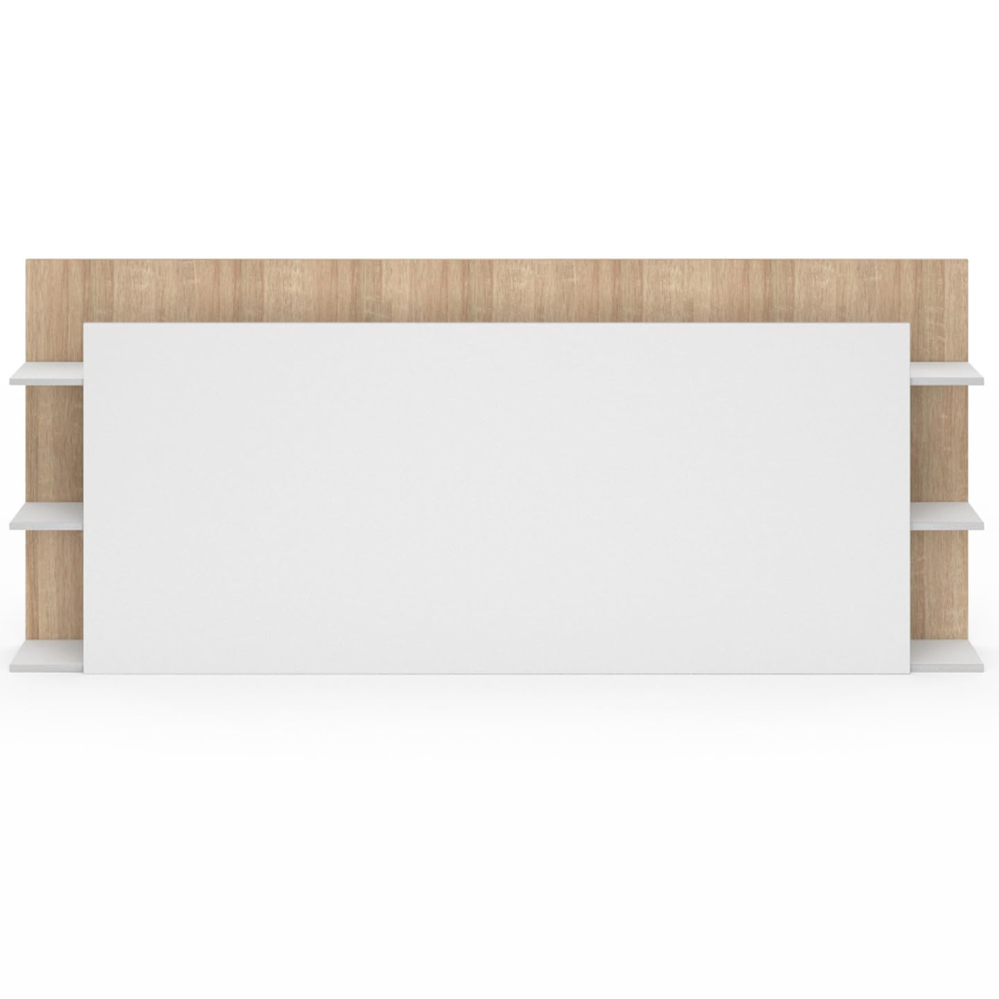 IDMarket - Tête de lit sur Pied CIRI pour lit 140 et 160 cm avec rangements Blanc et Bois