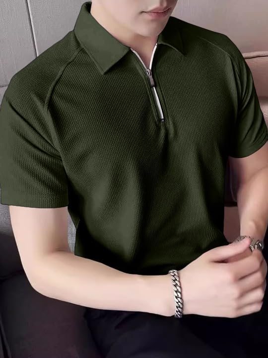 Image of GRECIILOOKS Tshirt for Man | T Shirt for Mans | Mens Tshirts | Polo T- Shirt for Mens | Half Sleeve Polo Neck Tshirt for Men (Available in Plus Sizes)