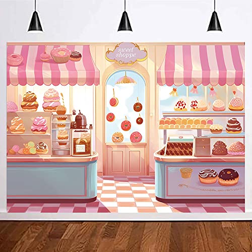Fondo Sweet Shoppe para fiesta rosa 7x5ft miniatura 1