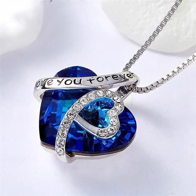 Blue Ocean Heart Necklace Temperament Women Jewelry Accessories Pendant Necklace