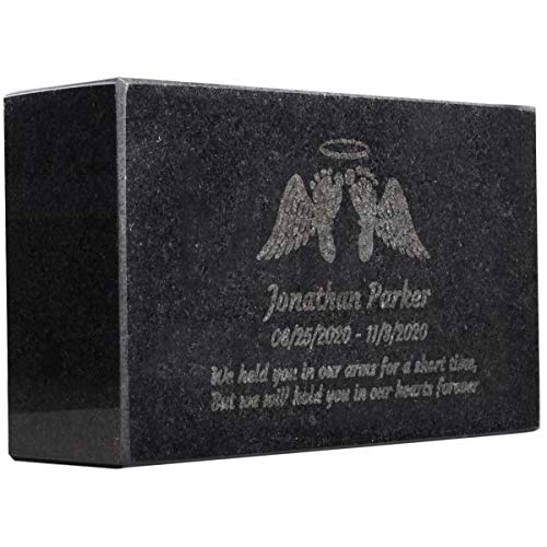 PlaqueMaker Black Granite Memorial Headstone Or Garden Memorial for Lost Infant or Child - Include You Personalized Text. Can be Used as a Sympathy Gift, Garden Stone or Grave Maker (7 x 4 x 2)