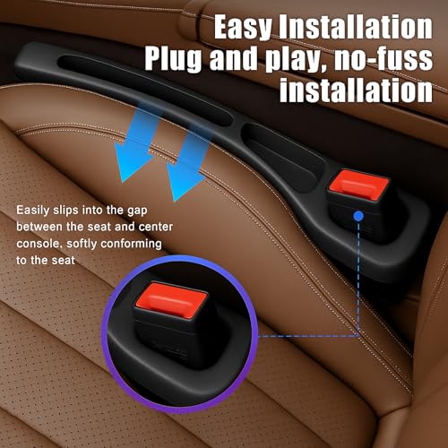 Image of SARTE Car Seat Gap Filler Organizer Multifunction Console Side Storage Pocket Anti Slip Crevice Plug Front Seat Space Saver Car Phone Holder Interior Protector Car Organizer Accessory 2pcs Black