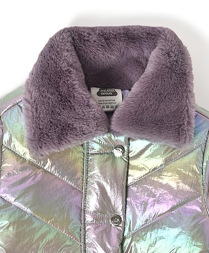 Image of Mi Arcus Purple Baby Puffer Jacket with Stand Collar for Girls Kids Infants Toddlers