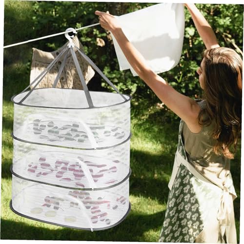 Filet de séchage suspendu à couches pour herbes et vêtements avec panier en maille robuste - 8