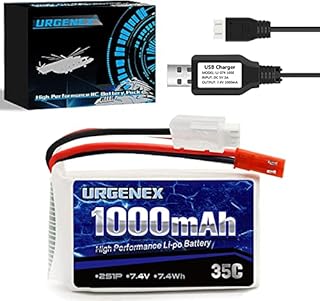 URGENEX 2S Lipo Battery 7.4v Lipo with JST Plug, RC Lipo Batteries 35C 1000mah Lipo Batteries for WLtoys Rc Cars A949 A959 A969 A979 K929