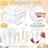 Jingmore Plastic Dessert Cups with Lids and Spoons, 8 oz 9 oz Clear Dessert Parfait Appetizer Cups Square Disposable Party Serving for Yogurt Puddings Fruits Ice Creams Cakes (240 Pcs)