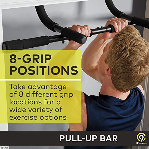 C9 Pull Up Bar - Classic 8 Grip Chin Up Bar | Heavy Duty Solid Steel & Durable Thick Foam Grips | Ideal For Home Gym & Fits Most Door Ways #TOP1
