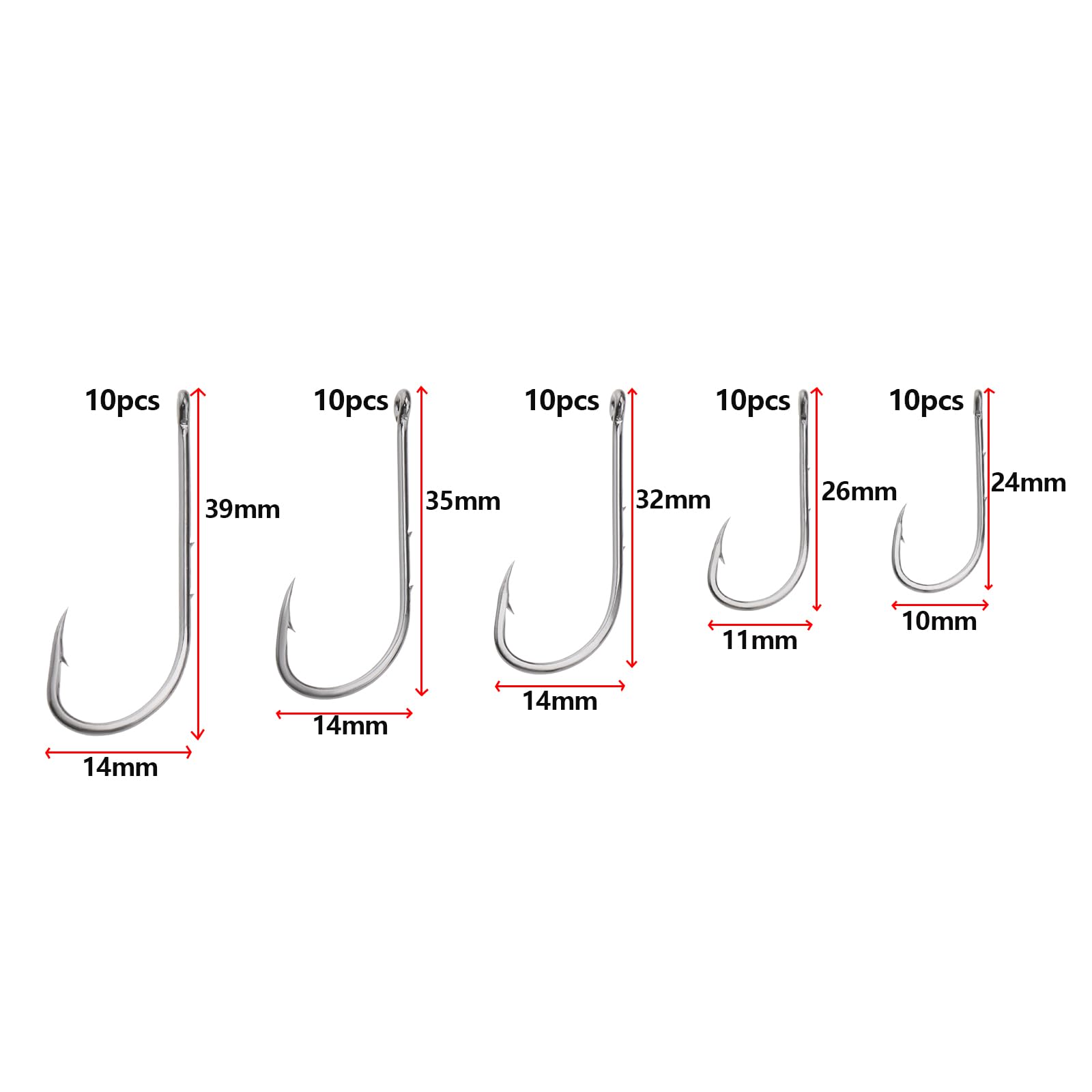 EMSea 50Pcs Bait Holder Sea Fishing Hooks Barbed Shank Hook Fishing Hook Worm Hook for Freshwater Saltwater Redfish Snook Black - Image 4