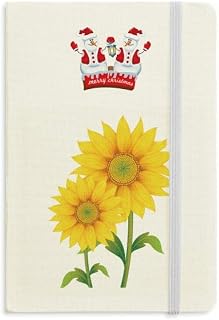 Caderno de boneco de neve com flores amarelas e girassol, capa dura grossa