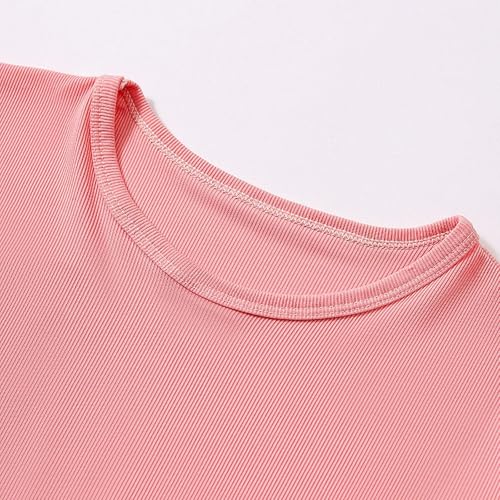 Girls Short Sleeve 𝐏ajamas Summer 2 Piece Kids Soft 𝐏𝐣𝐬 Cotton Breathable Outfits Matching 𝐒leepwear Plain4