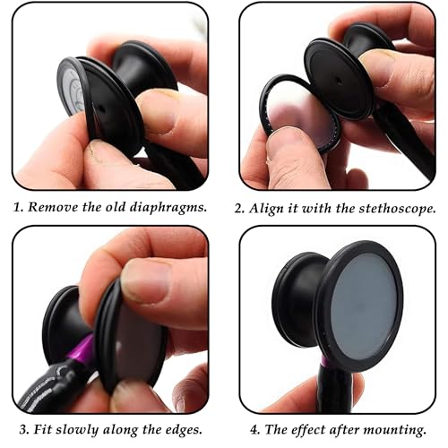 CHENNAN Ersatz Zubehör Für Stethoskope, 1 Satz Stethoskop-Zubehörset, 4 Stück Silikon Stethoskop Ohrstöpsel Und 2 Stück Stethoskop Ersatzteile Ersatzmembranen Membran Stethoskop ZubehSchwarze