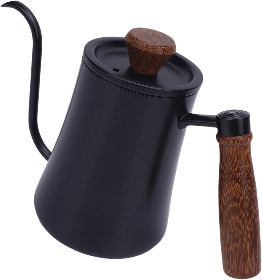 600ML Gooseneck Pour Over Coffee Kettle, Stainless Steel Tea Kettle, Hand Drip Coffee Pot With Long Narrow Spout With Scale, Teapot Pour Over for All Stovetops (Black)