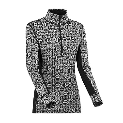 Kari Traa Women's Rose Base Layer Top - Half Zip Long Sleeve Wool Thermal Shirt, Black, Small