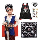 Hohe Qualität: Dieser Karnevals-Piratenumhang besteht aus Polyester und Baumwolle, die weich, umweltfreundlich und atmungsaktiv sind. Er ist atmungsaktiv und bequem, nachdem Ihr Kind bei anstrengenden Aktivitäten geschwitzt hat, ohne die Haut zu belasten. Kinder tragen ihn bequem und spielen fröhlich.
