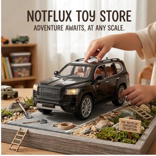 Image of 1:24 Land Cruiser Diecast Car - Premium Metal Alloy Zinc Toy Car with Detailed Interior, Pull Back Action for Kids & Collectors [Multicolor] [Pack of 1]
