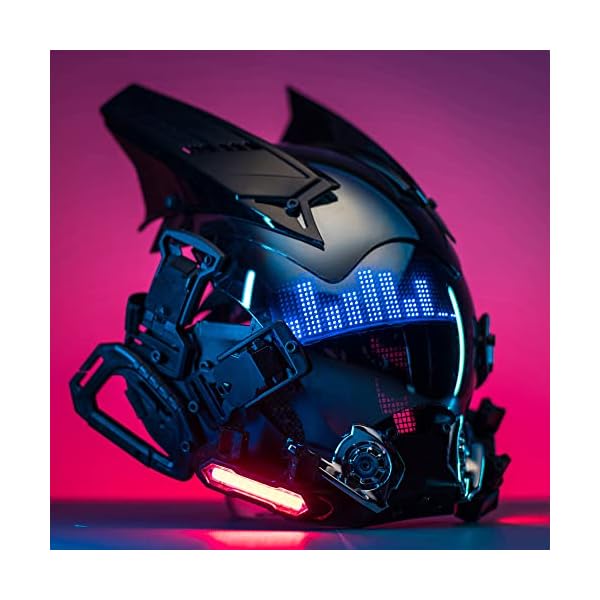 Pdling cyberpunk gothic mask helmet for adult,techwear mask, halloween cosplay costume accessory with led lamp, futuristic helmet